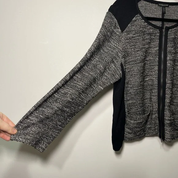 Eileen Fisher Women’s Black Grey Tweed Boxy Full zip Blazer Cardigan in 1X - Picture 6 of 9